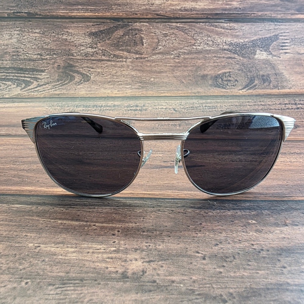 Ray-Ban RB 3429-M Signet Silver Metal Sunglasses Grey Lens Made in Italy 55-19